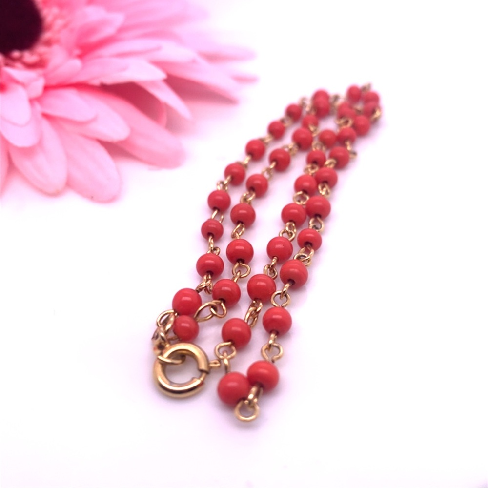 Coral gold tone necklace 14”